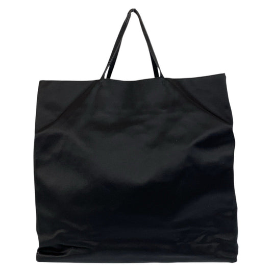 PRADA Tote Bag Satin Black SilverMetal Triangle With logo