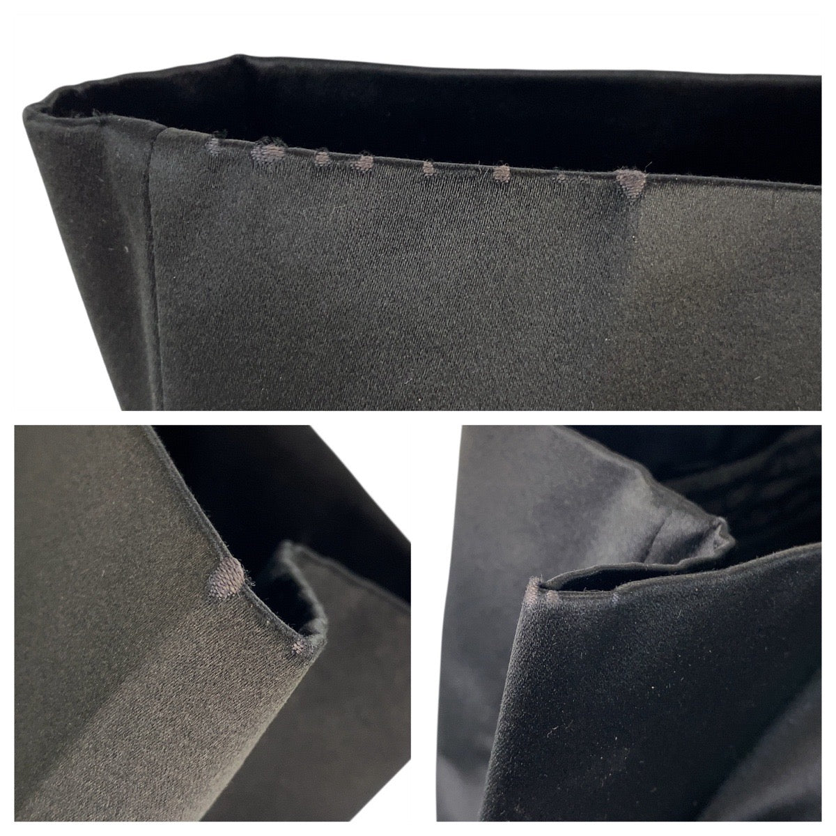 PRADA Tote Bag Satin Black SilverMetal Triangle With logo