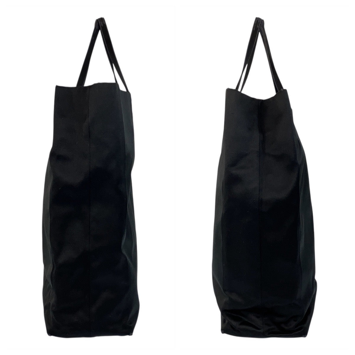PRADA Tote Bag Satin Black SilverMetal Triangle With logo