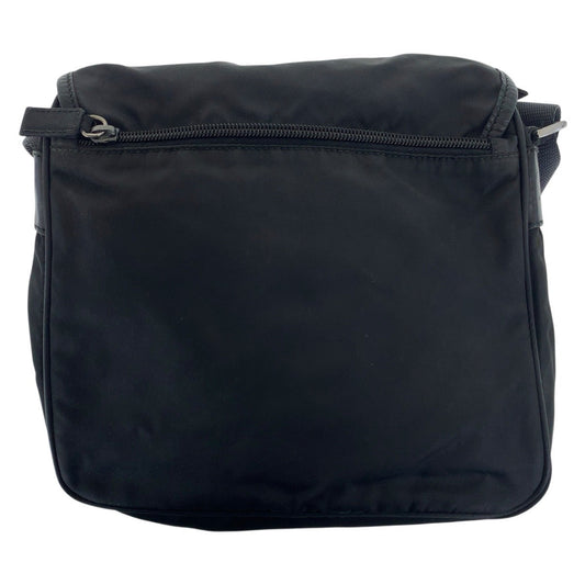 PRADA Shoulder Bag Nylon Black Silver Test Triangle With logo