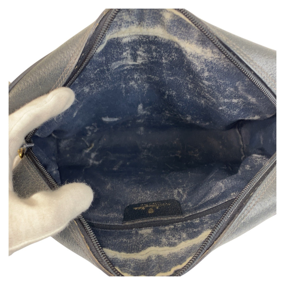 GUCCI Shoulder Bag 119 02 088 GG Supreme Canvas Gray Navy Gold Metal Sherry Line Old Gucci