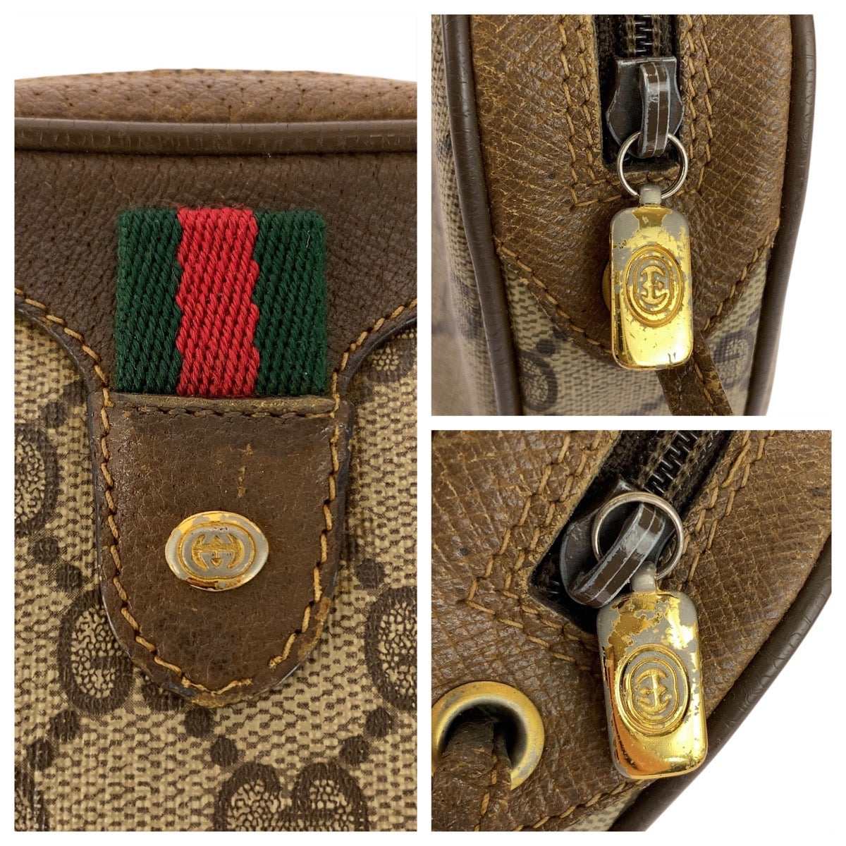 GUCCI Shoulder Bag 89 02 066 GG Supreme Canvas Beige brown Sherry line