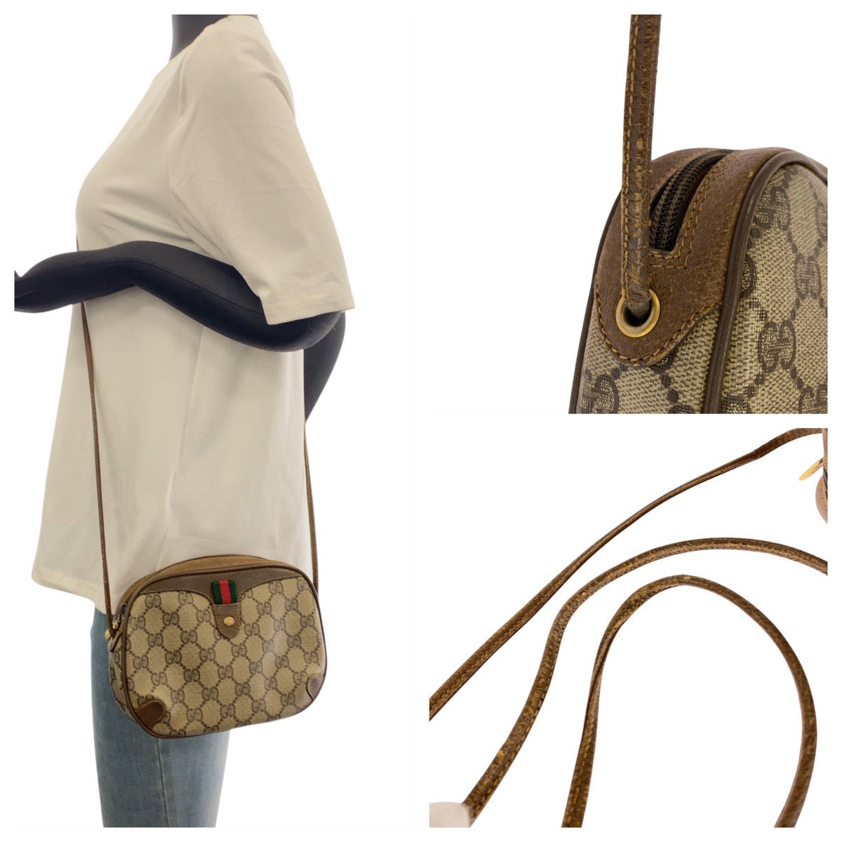 GUCCI Shoulder Bag 89 02 066 GG Supreme Canvas Beige brown Sherry line