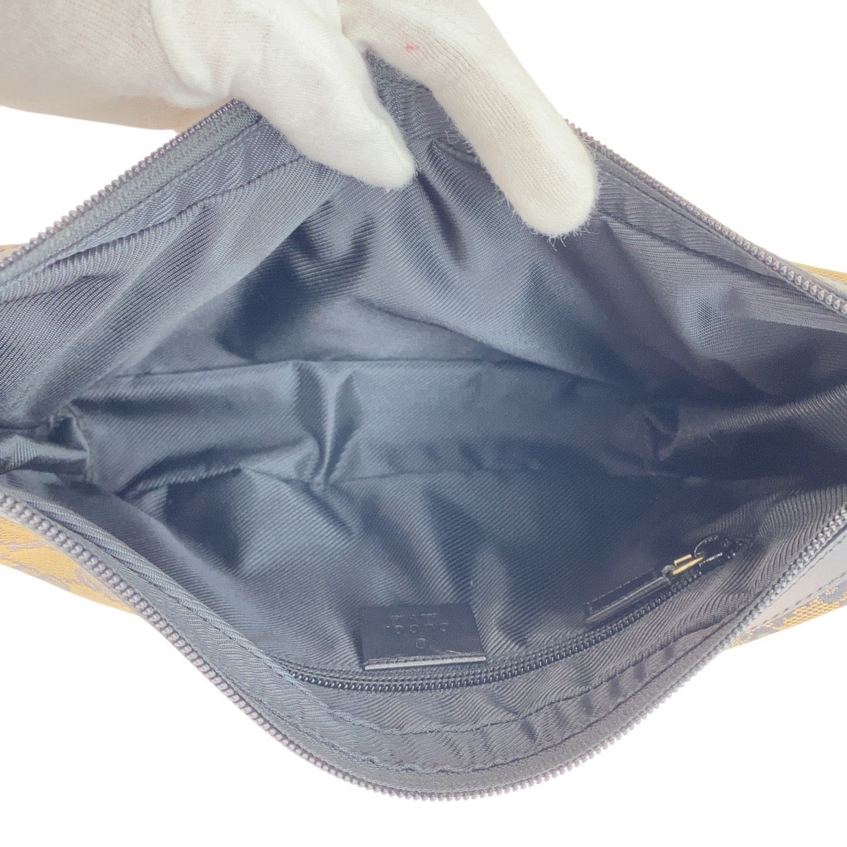 GUCCI Shoulder Bag 019 0433 GG canvas Beige Black Gold Metal