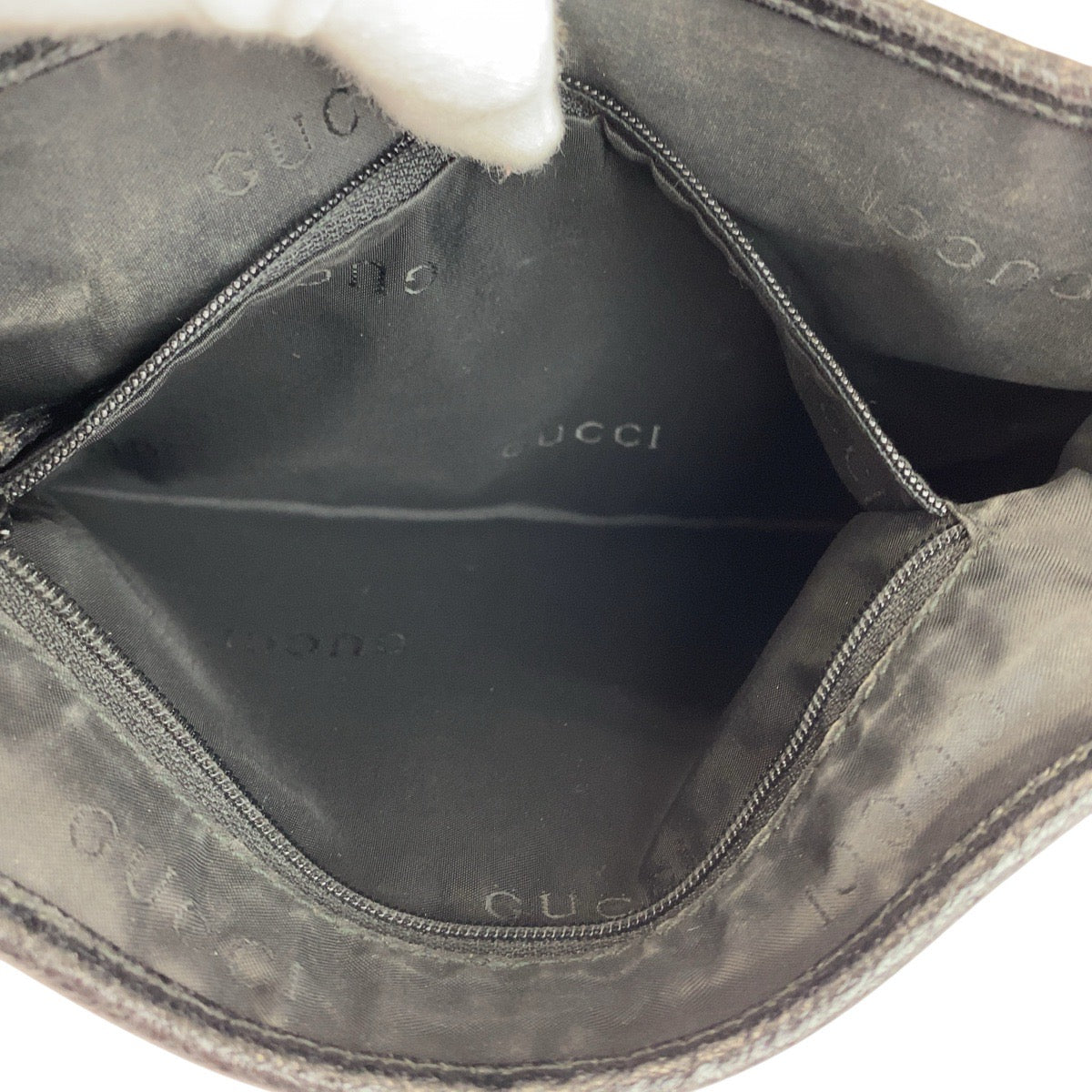 GUCCI Shoulder Bag 001 3735 canvas Beige black Jackie line