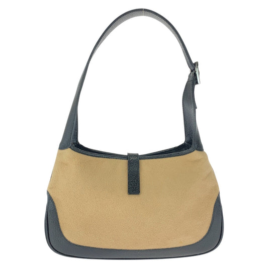 GUCCI Shoulder Bag 001 3735 canvas Beige black Jackie line