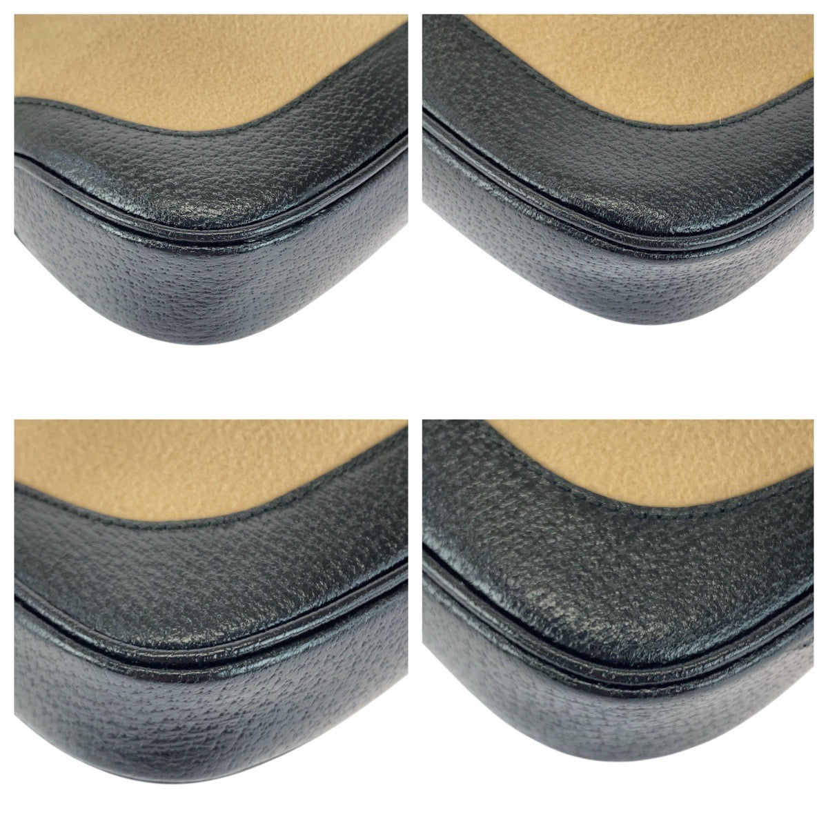 GUCCI Shoulder Bag 001 3735 canvas Beige black Jackie line