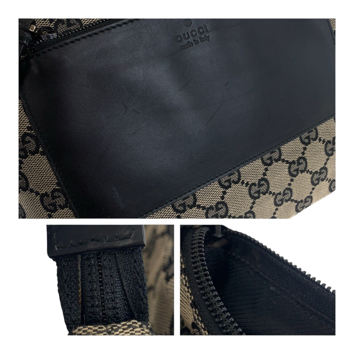 GUCCI Tote Bag 019 0402 GG canvas Beige black brown GG canvas