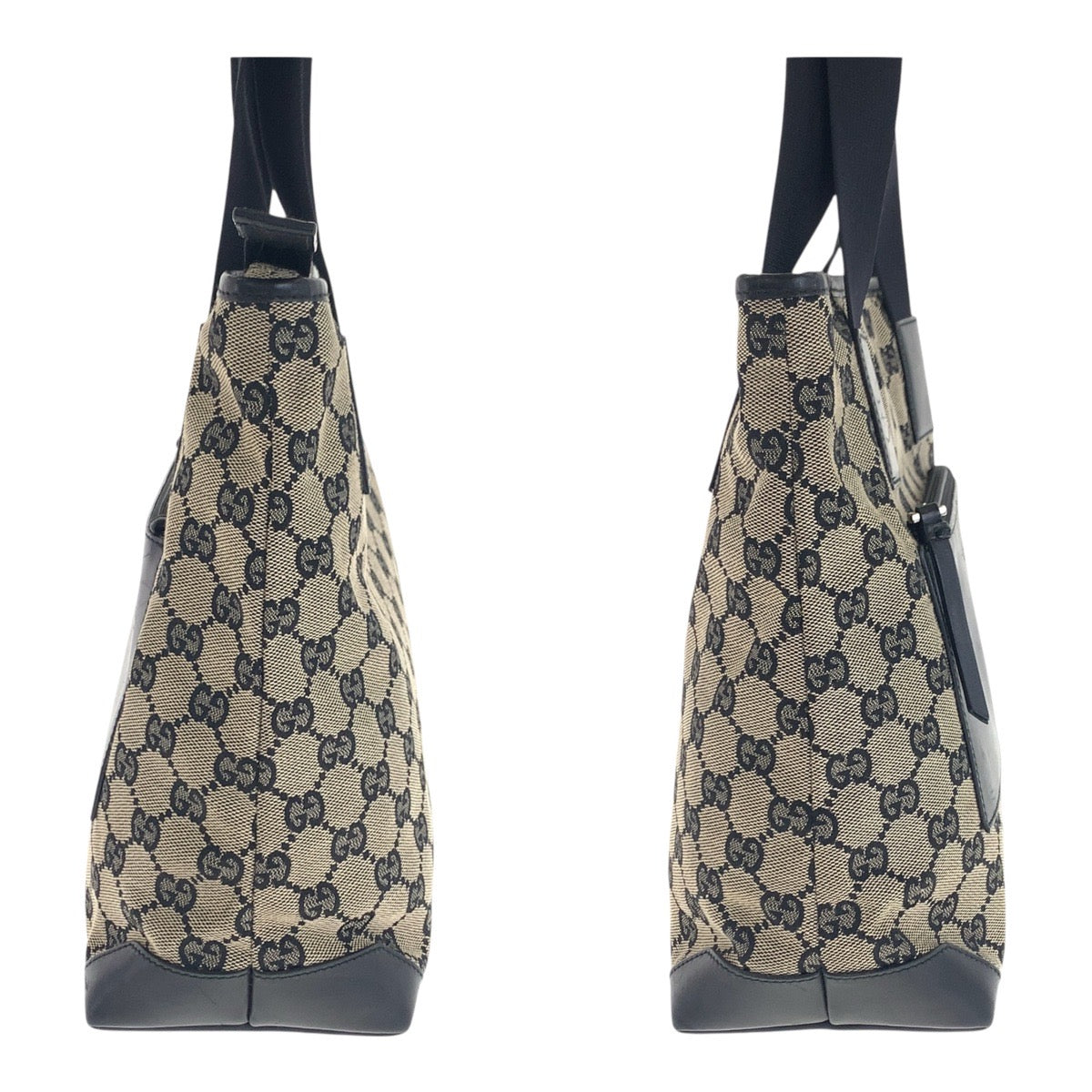 GUCCI Tote Bag 019 0402 GG canvas Beige black brown GG canvas