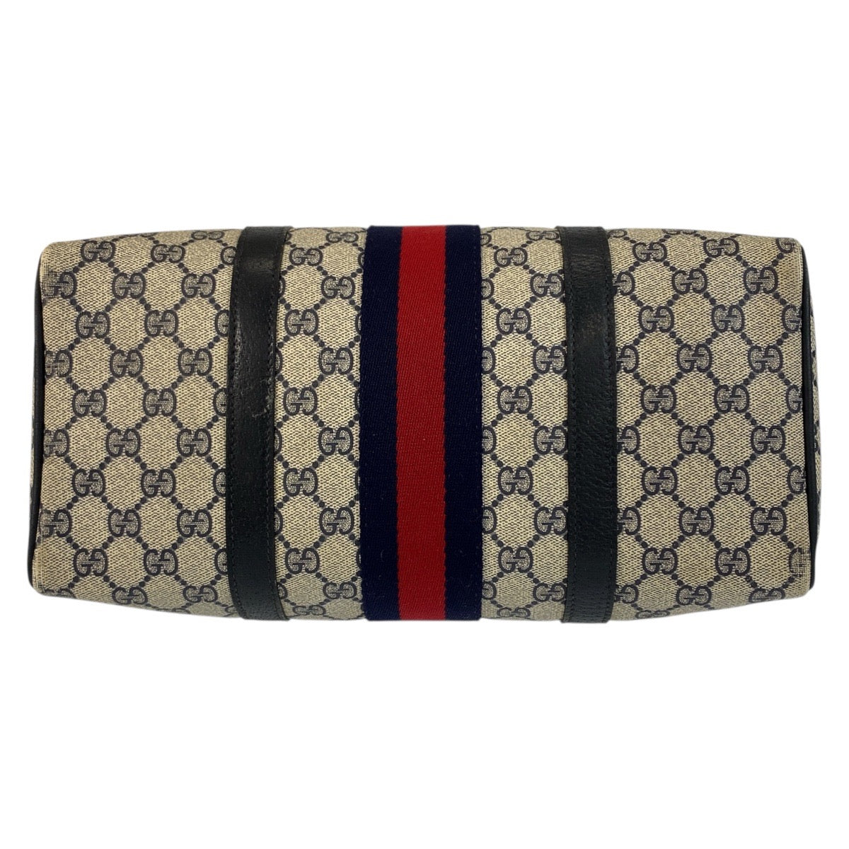 GUCCI Handbag 24 02 007 GG Supreme Canvas Gray Navy Gold Metal Sherry line