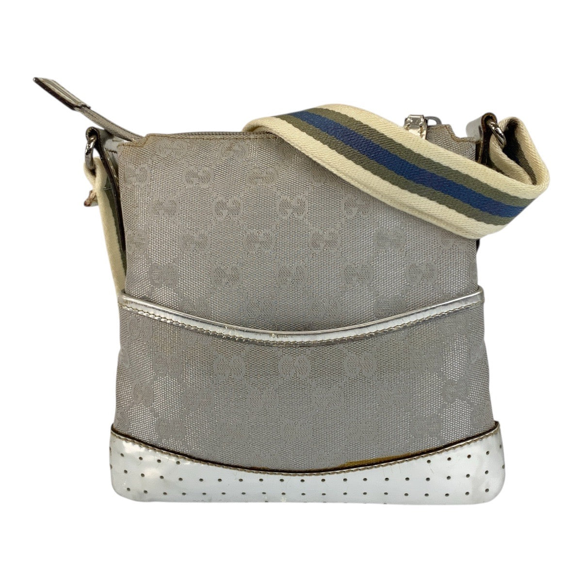 GUCCI Shoulder Bag 147671 GG canvas Gray Silver Sherry line