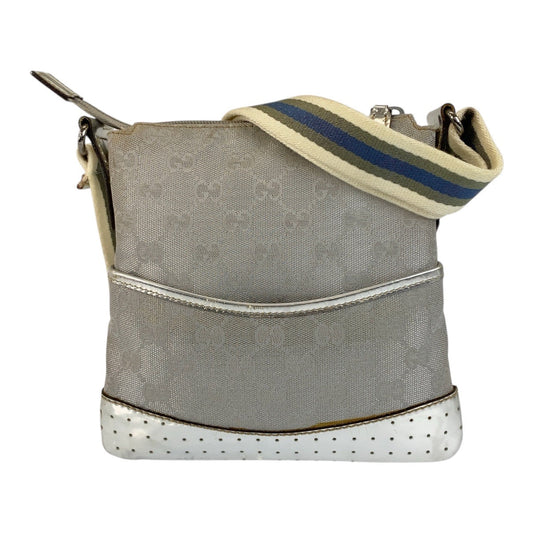 GUCCI Shoulder Bag 147671 GG canvas Gray Silver Sherry line