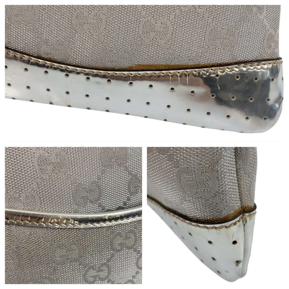 GUCCI Shoulder Bag 147671 GG canvas Gray Silver Sherry line