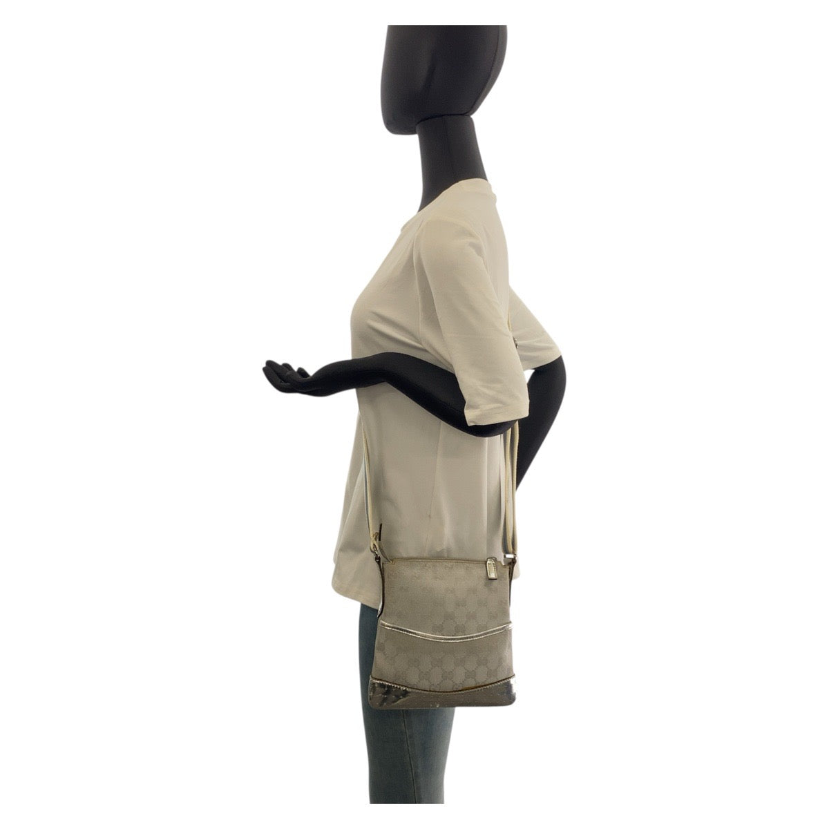 GUCCI Shoulder Bag 147671 GG canvas Gray Silver Sherry line