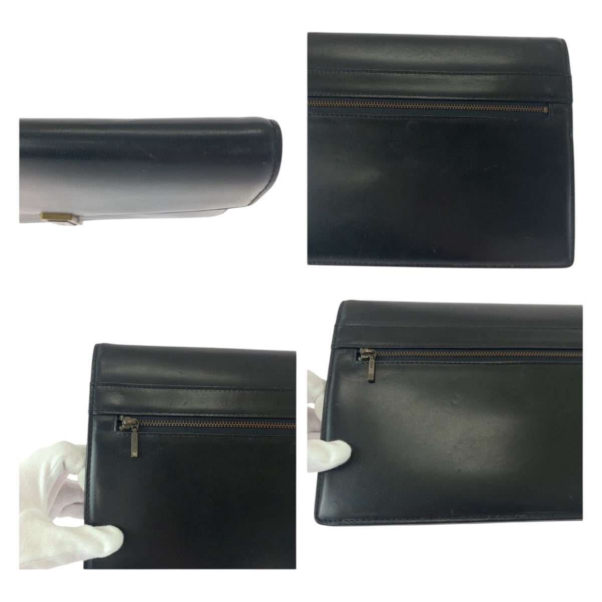 SAINT LAURENT Clutch bag leather Black GoldMetal YSL