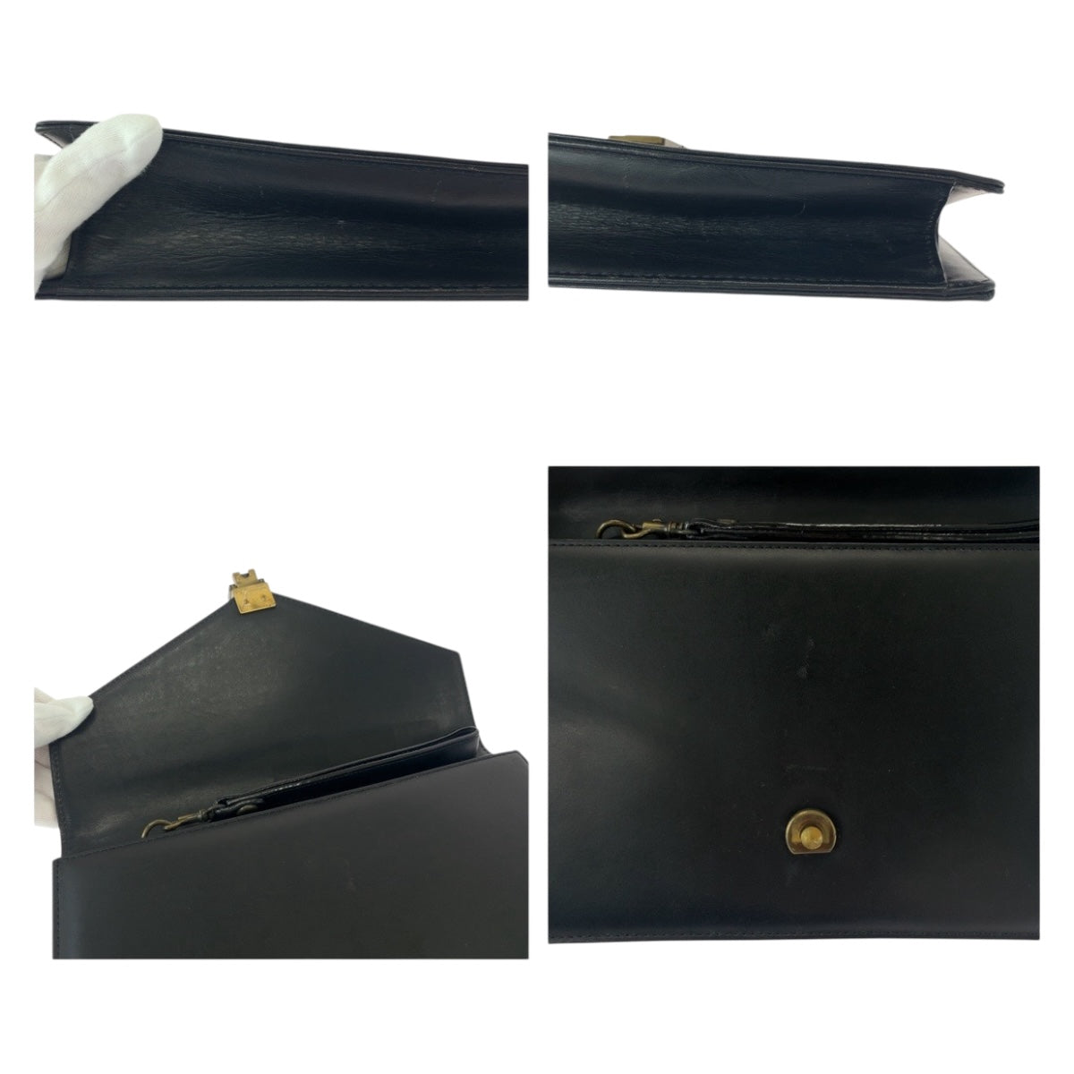 SAINT LAURENT Clutch bag leather Black GoldMetal YSL
