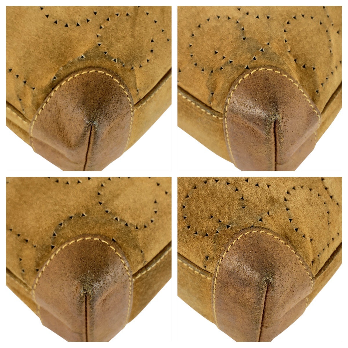 GUCCI Clutch bag 004 113 0367 Suede Brown Beige Gold Metal