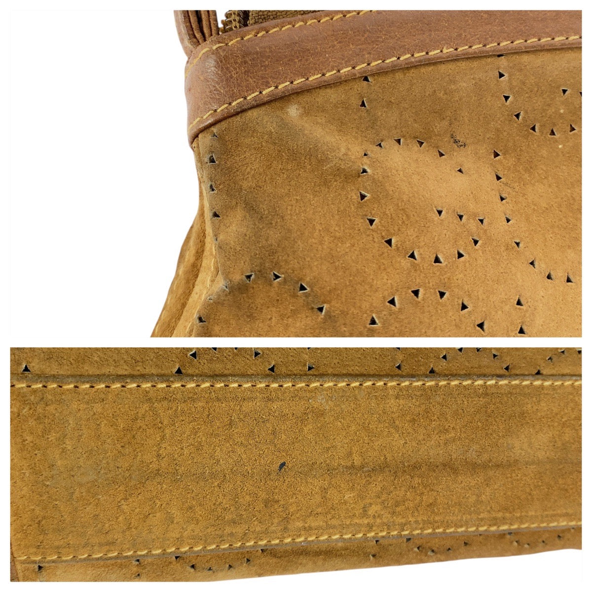 GUCCI Clutch bag 004 113 0367 Suede Brown Beige Gold Metal