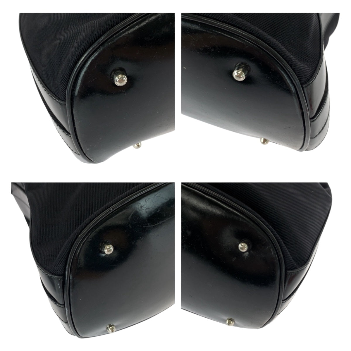 GUCCI Shoulder Bag 001 2404 16570 Nylon Black Brown SilverMetal Bamboo