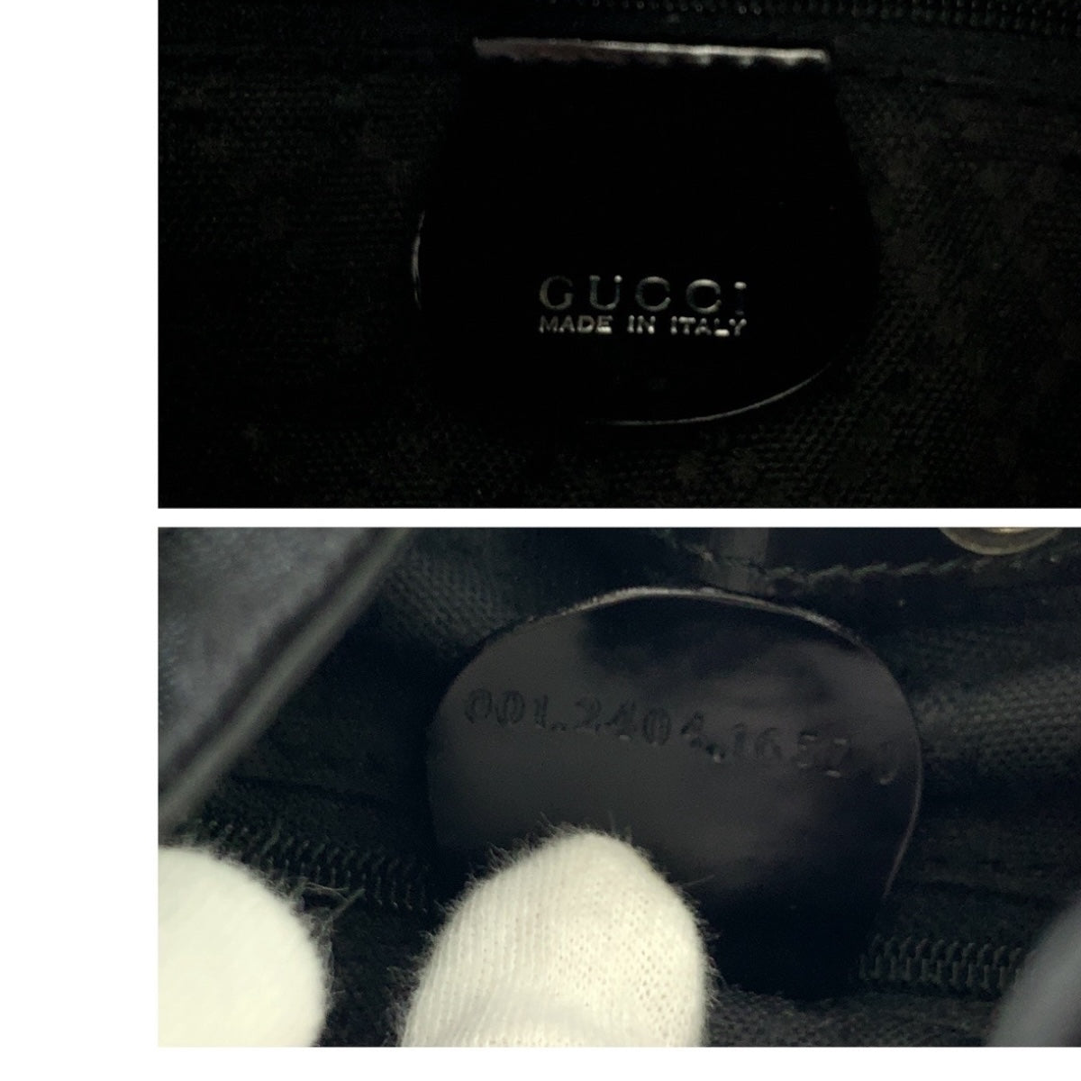 GUCCI Shoulder Bag 001 2404 16570 Nylon Black Brown SilverMetal Bamboo