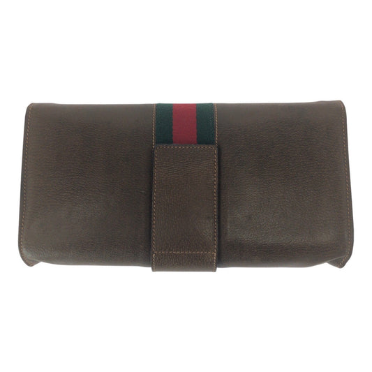 GUCCI Shoulder Bag leather Brown Gold Metal Old Gucci Sherry line