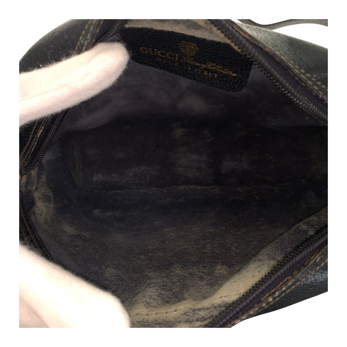 GUCCI Shoulder Bag 68 001 3654 PVC Navy Gold Metal Sherry line Old Gucci