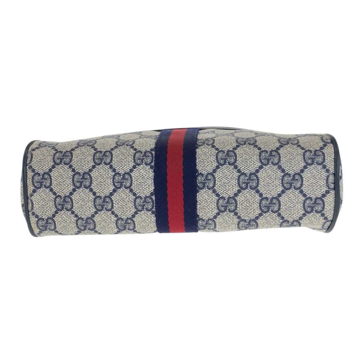 GUCCI Shoulder Bag 68 001 3654 PVC Navy Gold Metal Sherry line Old Gucci