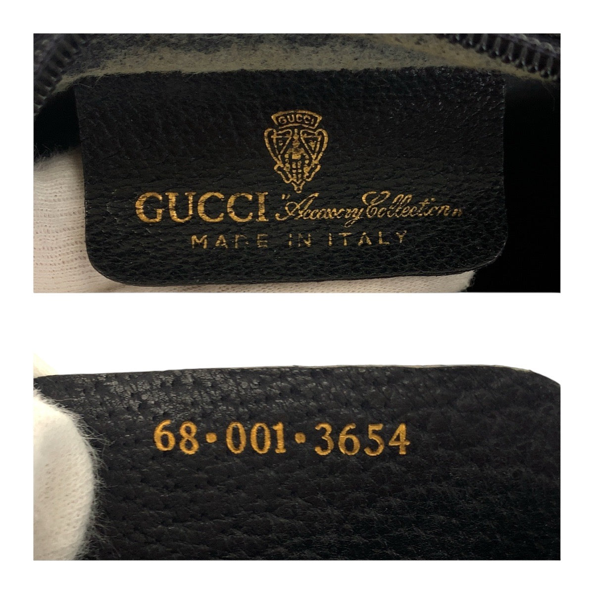 GUCCI Shoulder Bag 68 001 3654 PVC Navy Gold Metal Sherry line Old Gucci
