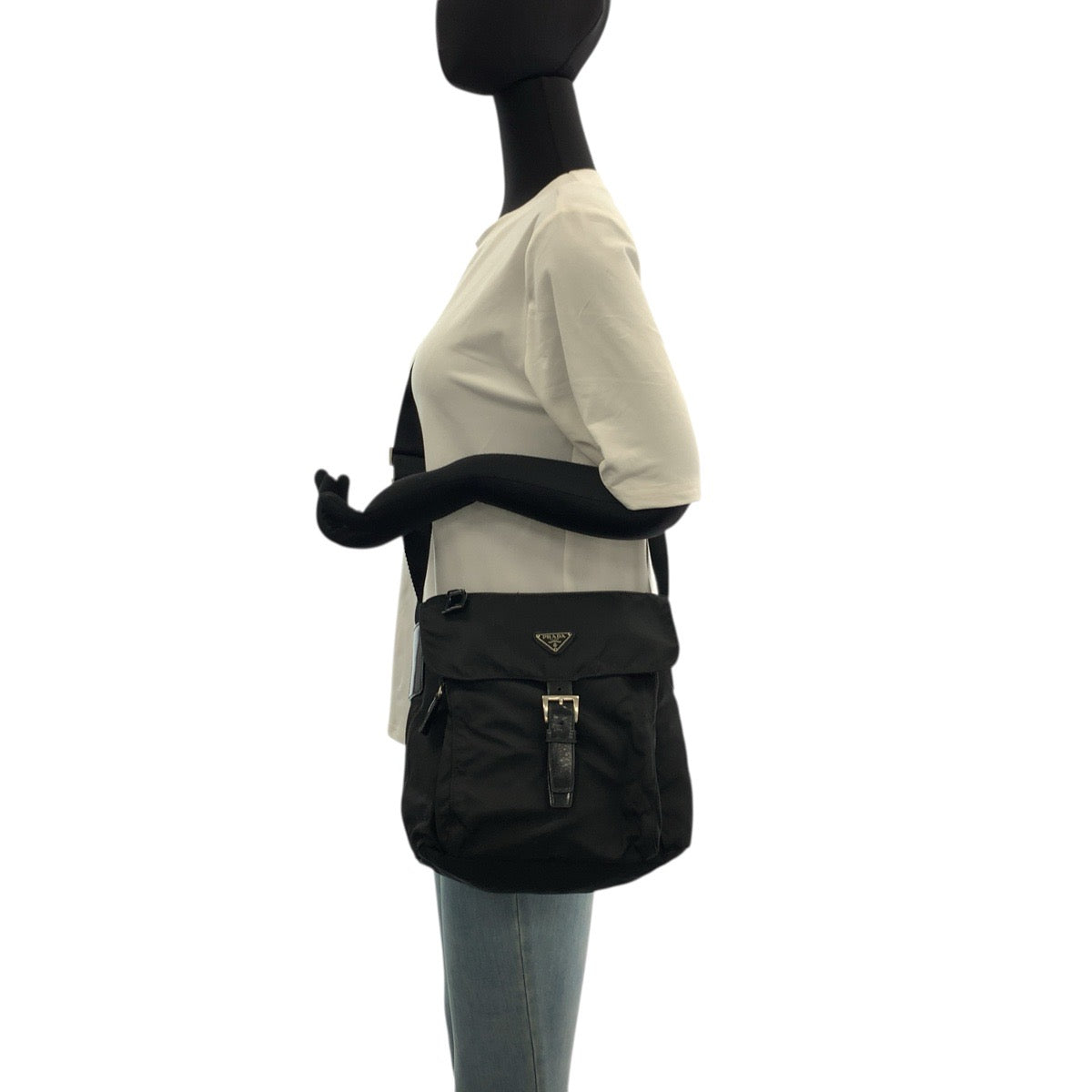 PRADA Shoulder Bag Nylon black Test Triangle With logo