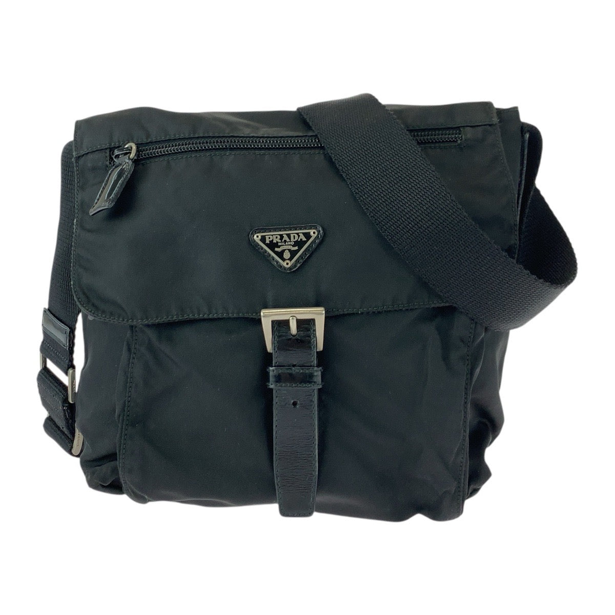 PRADA Shoulder Bag Nylon black Test Triangle With logo