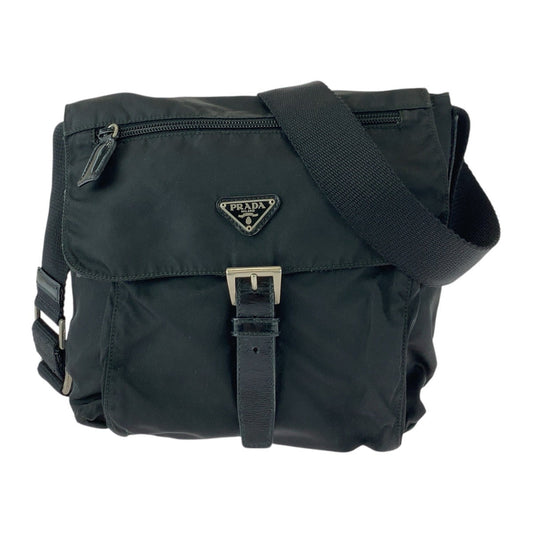 PRADA Shoulder Bag Nylon black Test Triangle With logo
