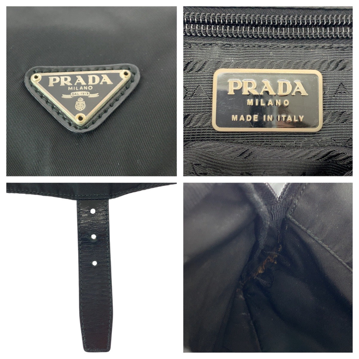 PRADA Shoulder Bag Nylon black Test Triangle With logo