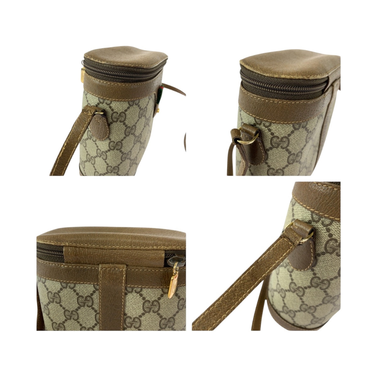 GUCCI Shoulder Bag 904 02 070 GG Supreme Canvas Beige Brown Gold Metal Old Gucci Shelly Line