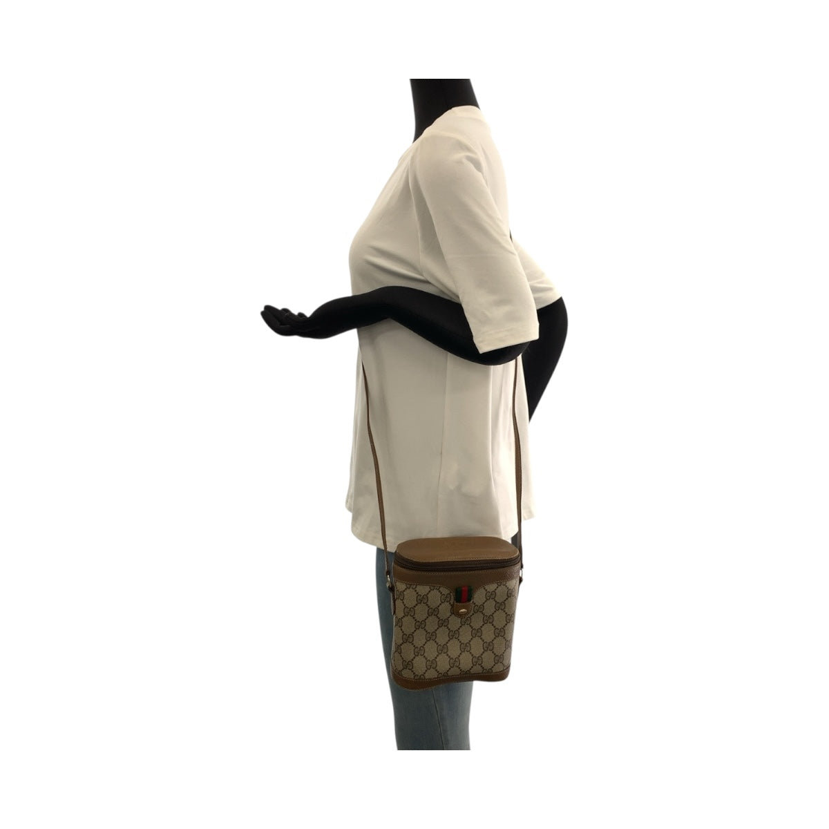 GUCCI Shoulder Bag 904 02 070 GG Supreme Canvas Beige Brown Gold Metal Old Gucci Shelly Line