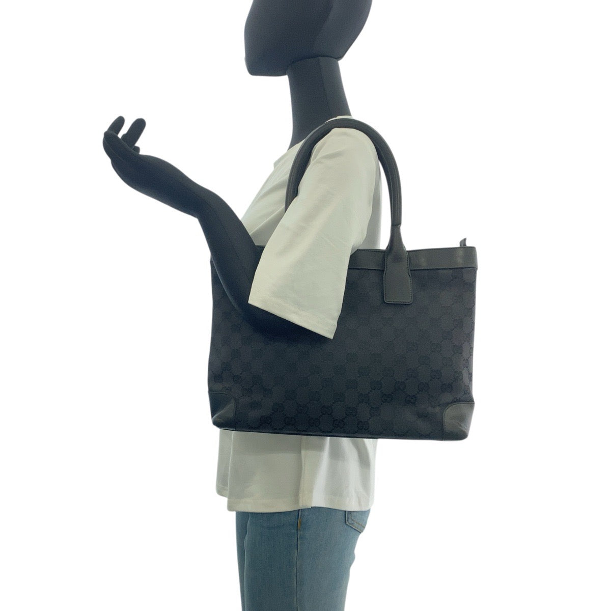 GUCCI Tote Bag 002 1119 GG canvas Black black