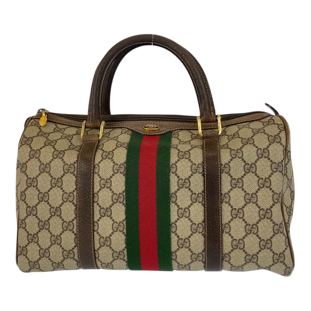 GUCCI Handbag 010 378 GG Supreme Canvas Beige Brown Gold Metal Sherry line