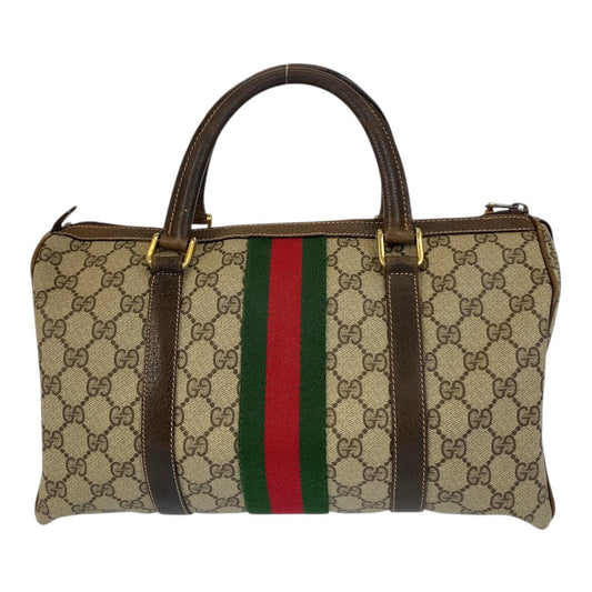 GUCCI Handbag 010 378 GG Supreme Canvas Beige Brown Gold Metal Sherry line
