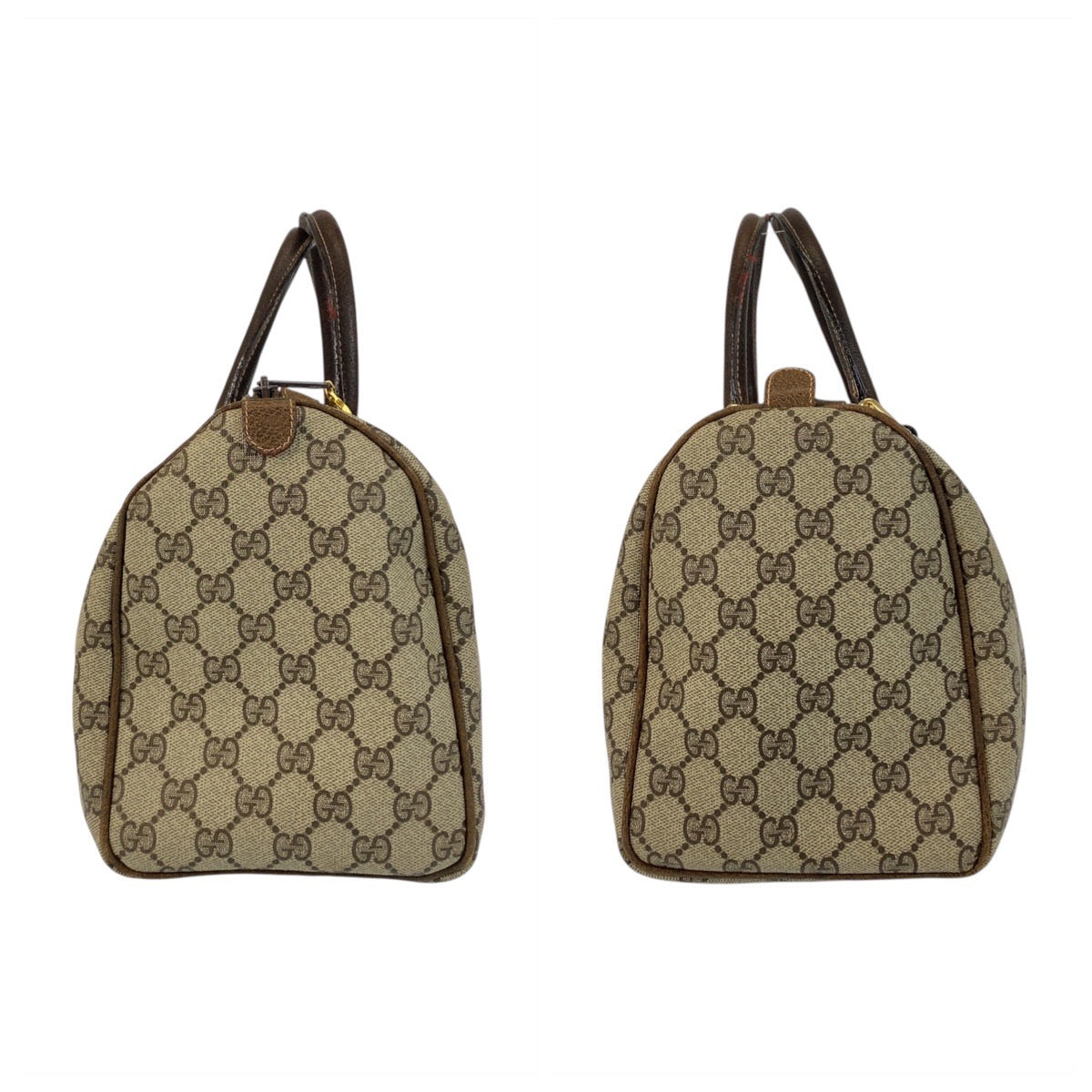 GUCCI Handbag 010 378 GG Supreme Canvas Beige Brown Gold Metal Sherry line