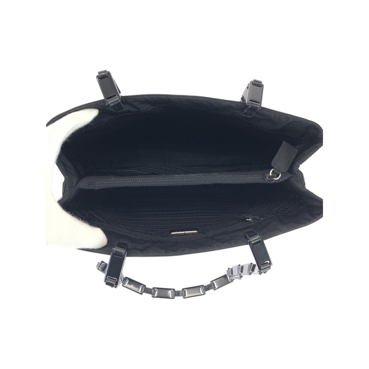 PRADA Tote Bag Nylon Black SilverMetal Test Triangle With logo