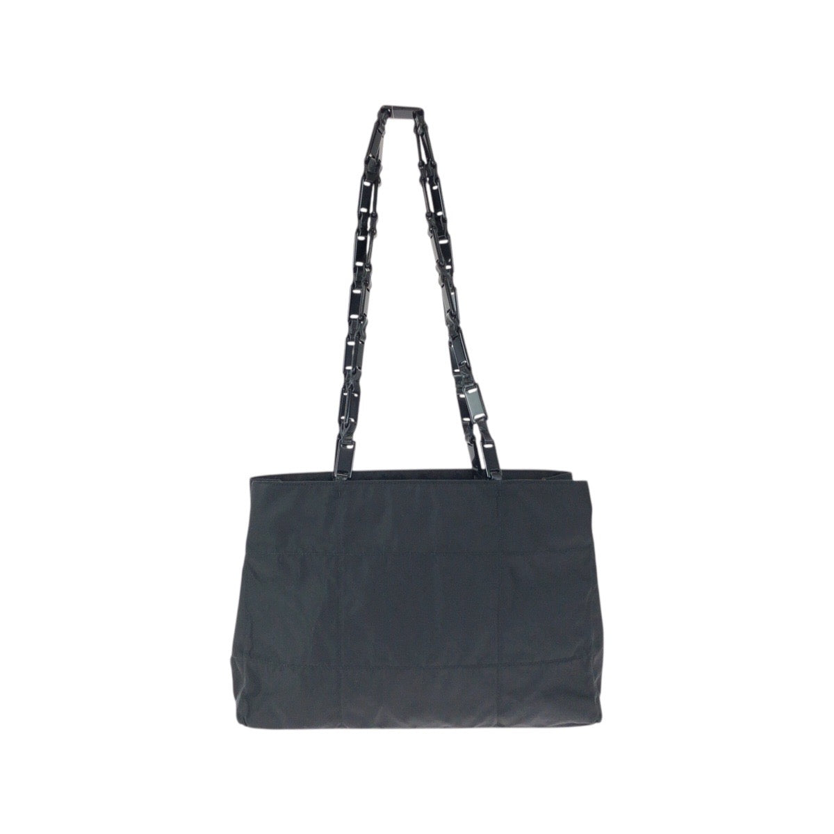 PRADA Tote Bag Nylon Black SilverMetal Test Triangle With logo