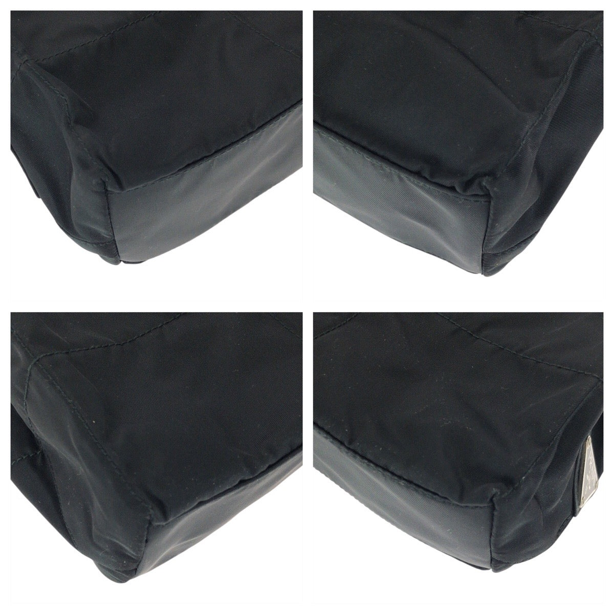 PRADA Tote Bag Nylon Black SilverMetal Test Triangle With logo