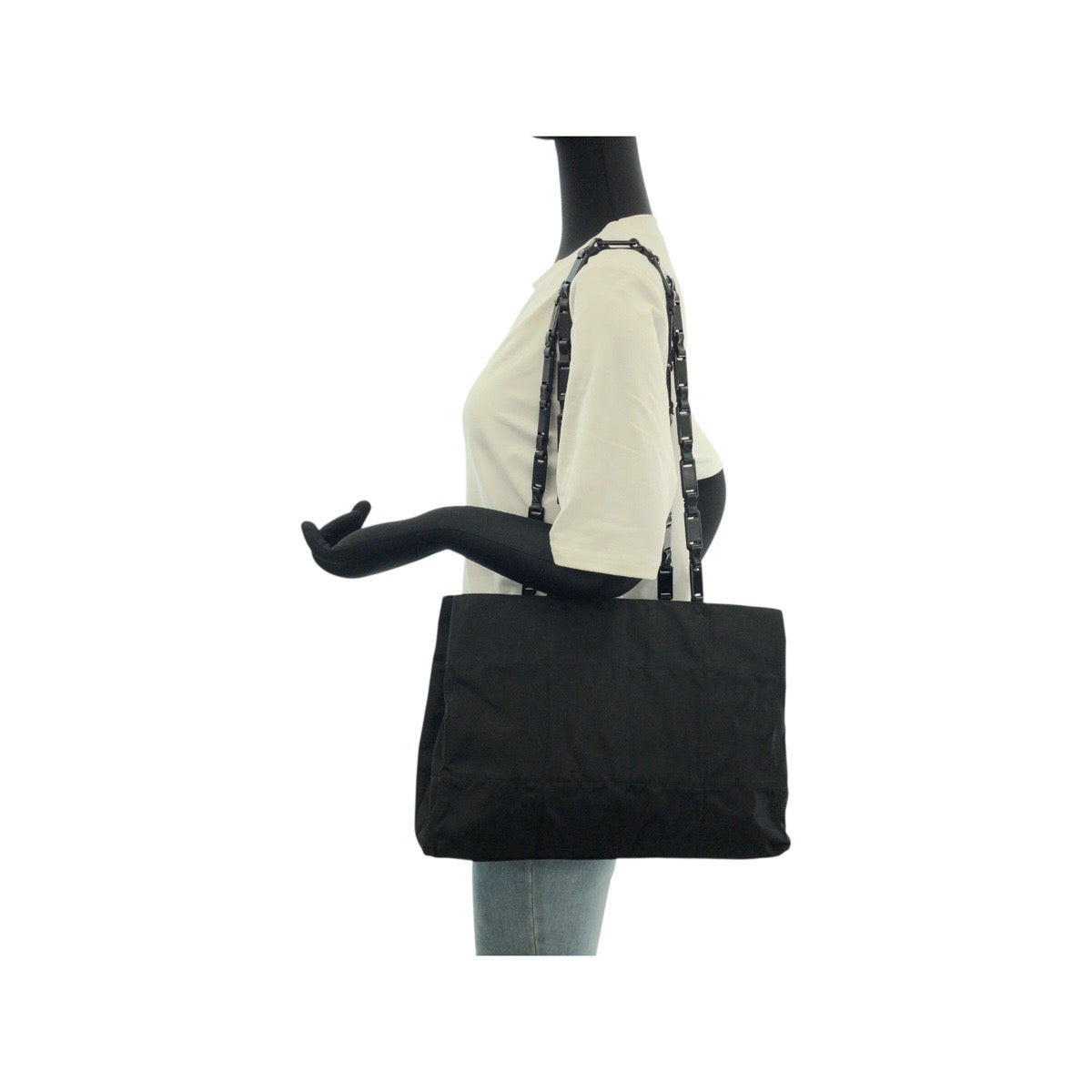 PRADA Tote Bag Nylon Black SilverMetal Test Triangle With logo