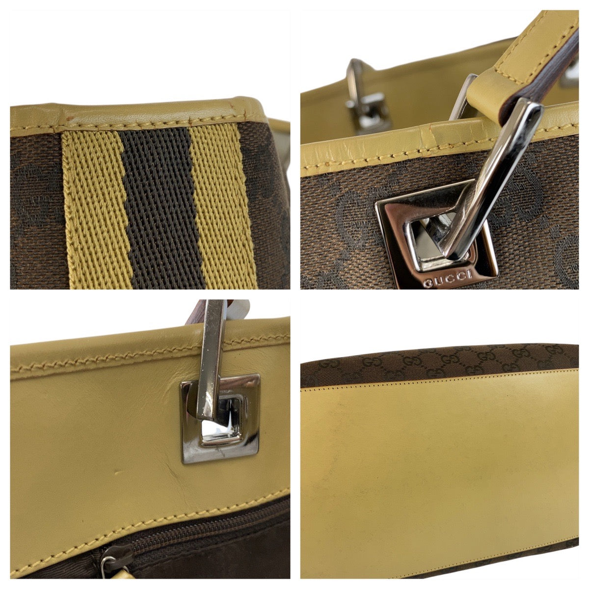 GUCCI Tote Bag 31242 GG canvas Brown yellow Sherry line