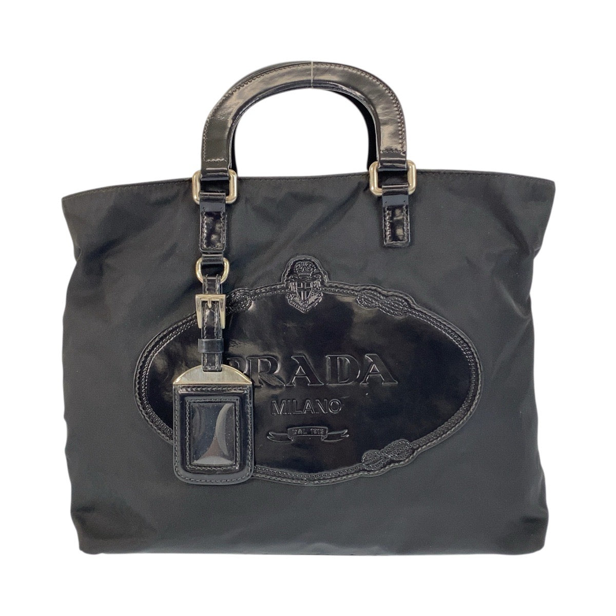 PRADA Tote Bag Nylon Black SilverMetal Test logo
