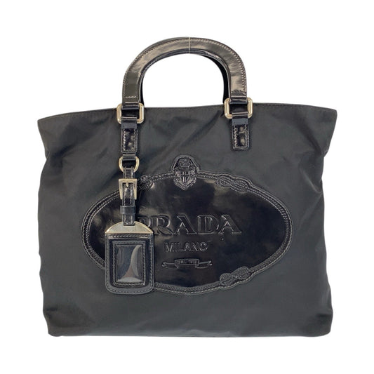 PRADA Tote Bag Nylon Black SilverMetal Test logo