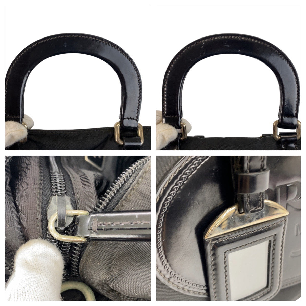PRADA Tote Bag Nylon Black SilverMetal Test logo