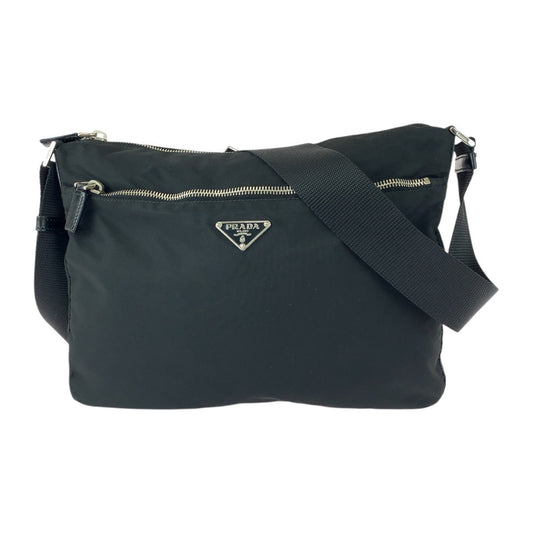 PRADA Shoulder Bag Nylon black Test Triangle With logo