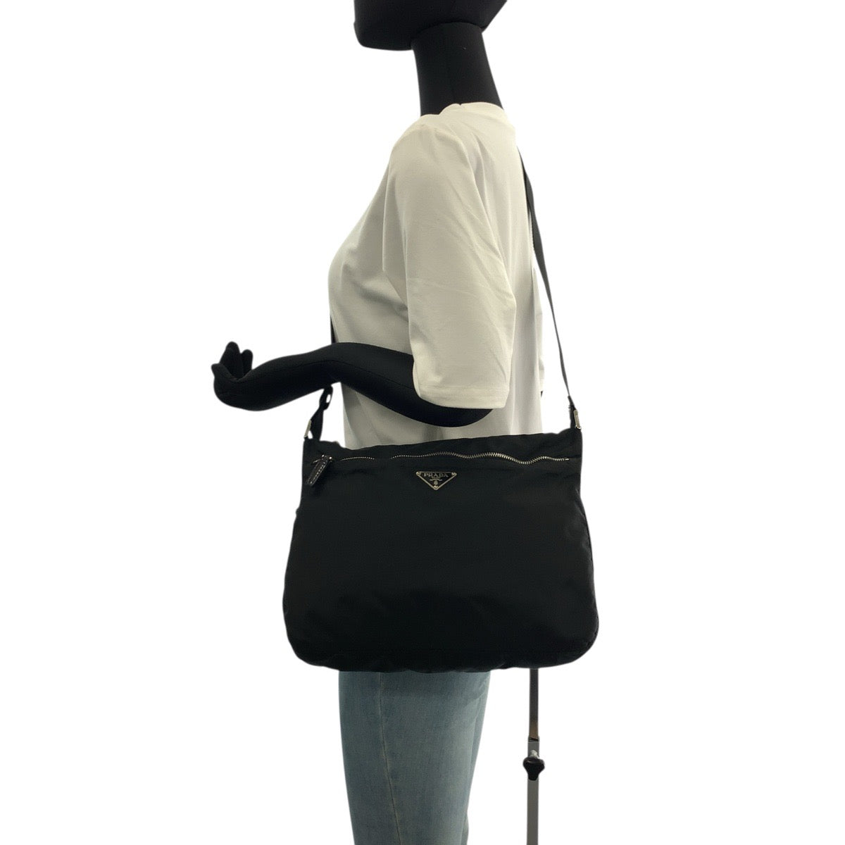 PRADA Shoulder Bag Nylon black Test Triangle With logo