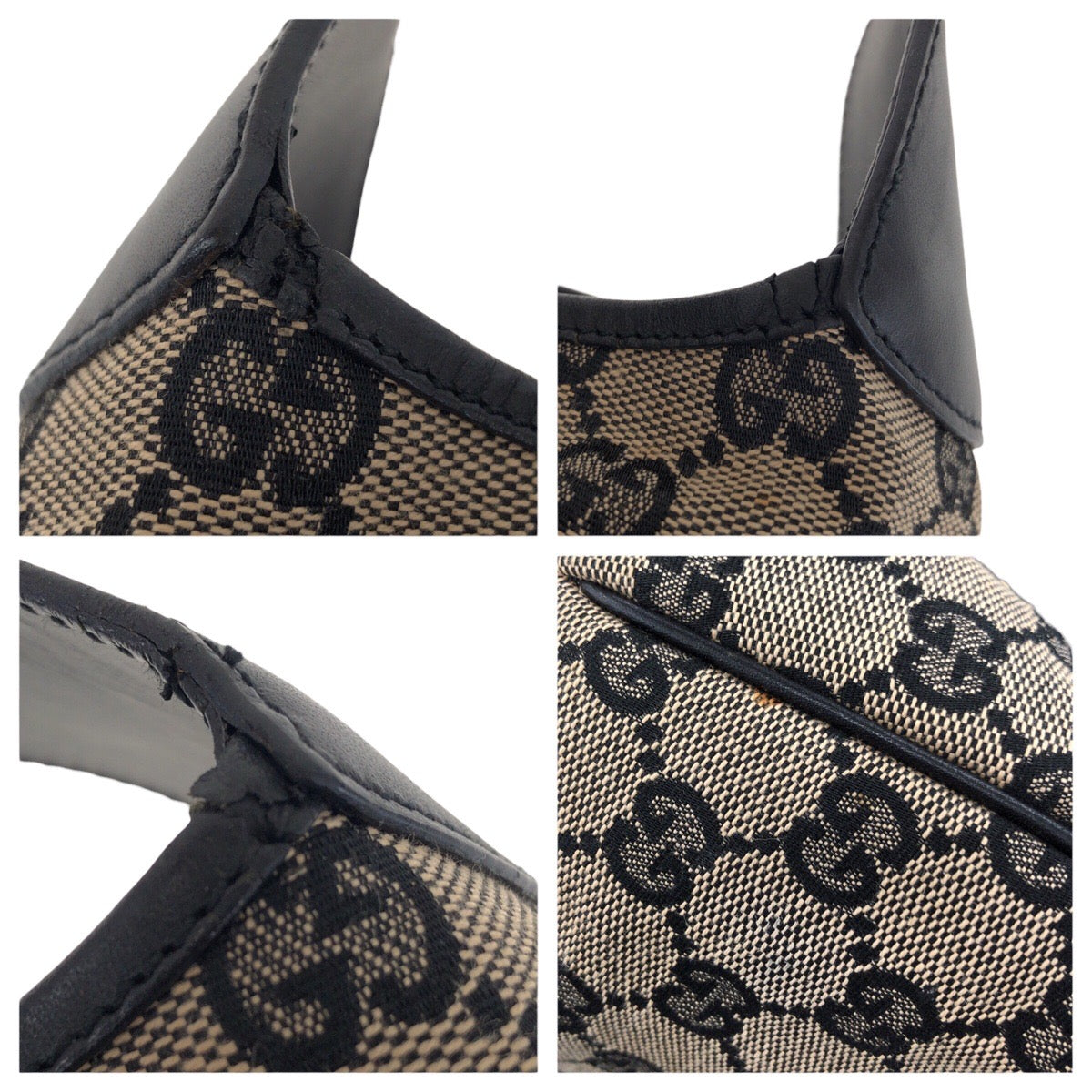GUCCI Shoulder Bag 001 3306 GG canvas black Jackie