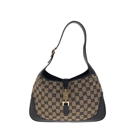 GUCCI Shoulder Bag 001 3306 GG canvas black Jackie